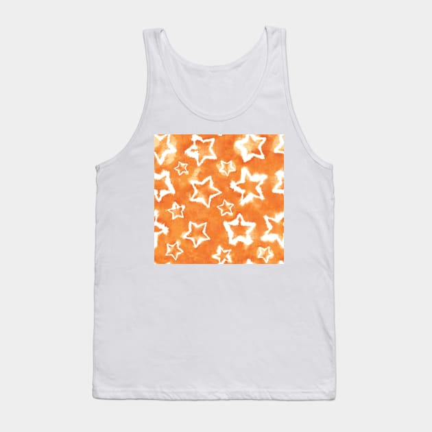 Orange Tie Dye Stars Tank Top by Carolina Díaz